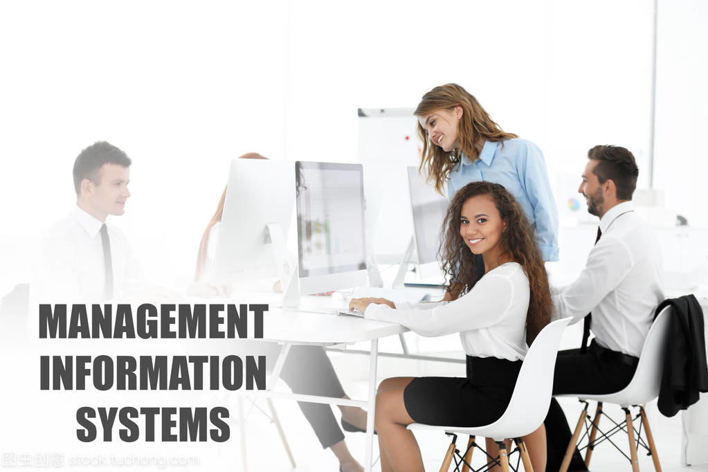 管理信息系統的概念。商務會議辦公室里的人